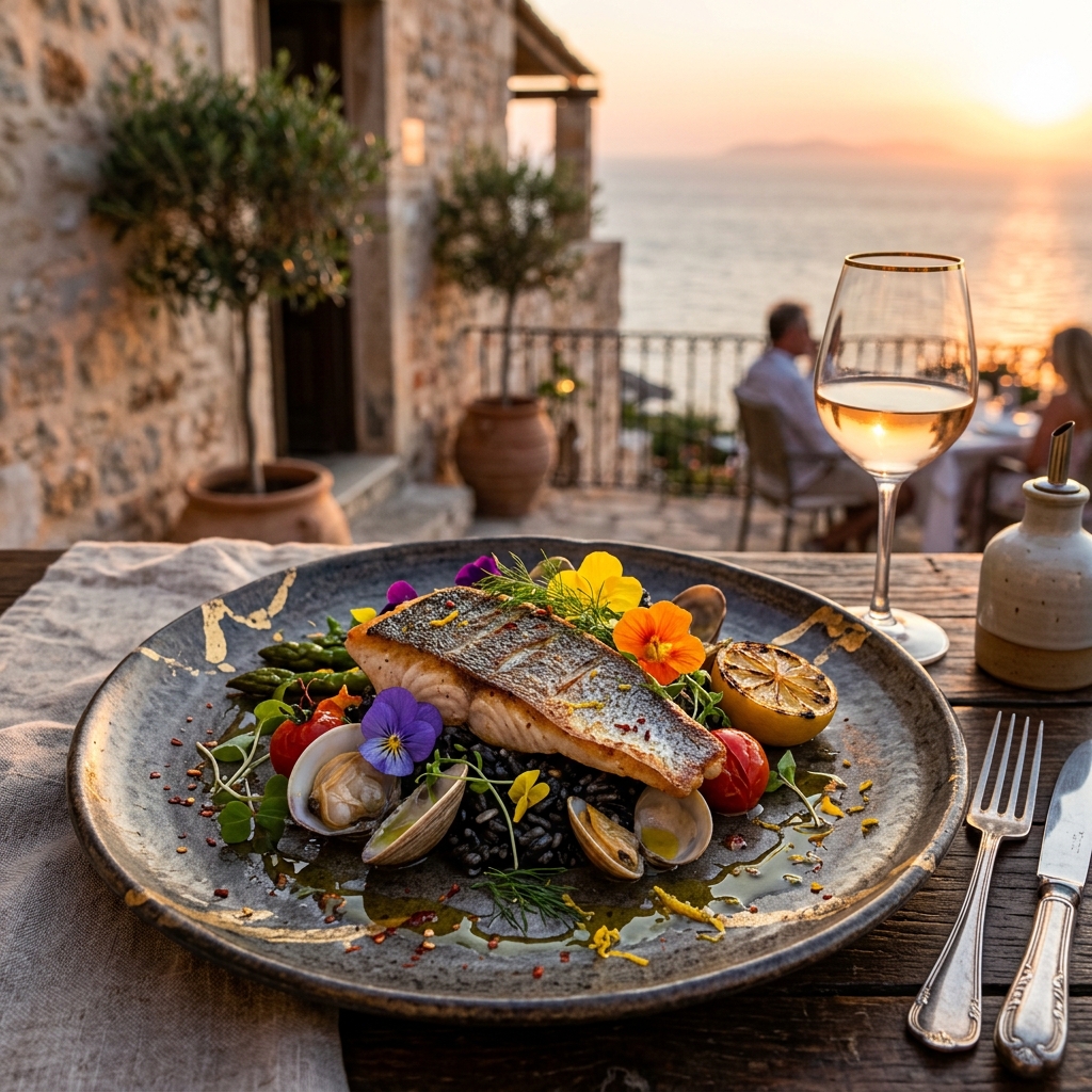 Emplatado artístico de gastronomía mediterránea en Casa Marena