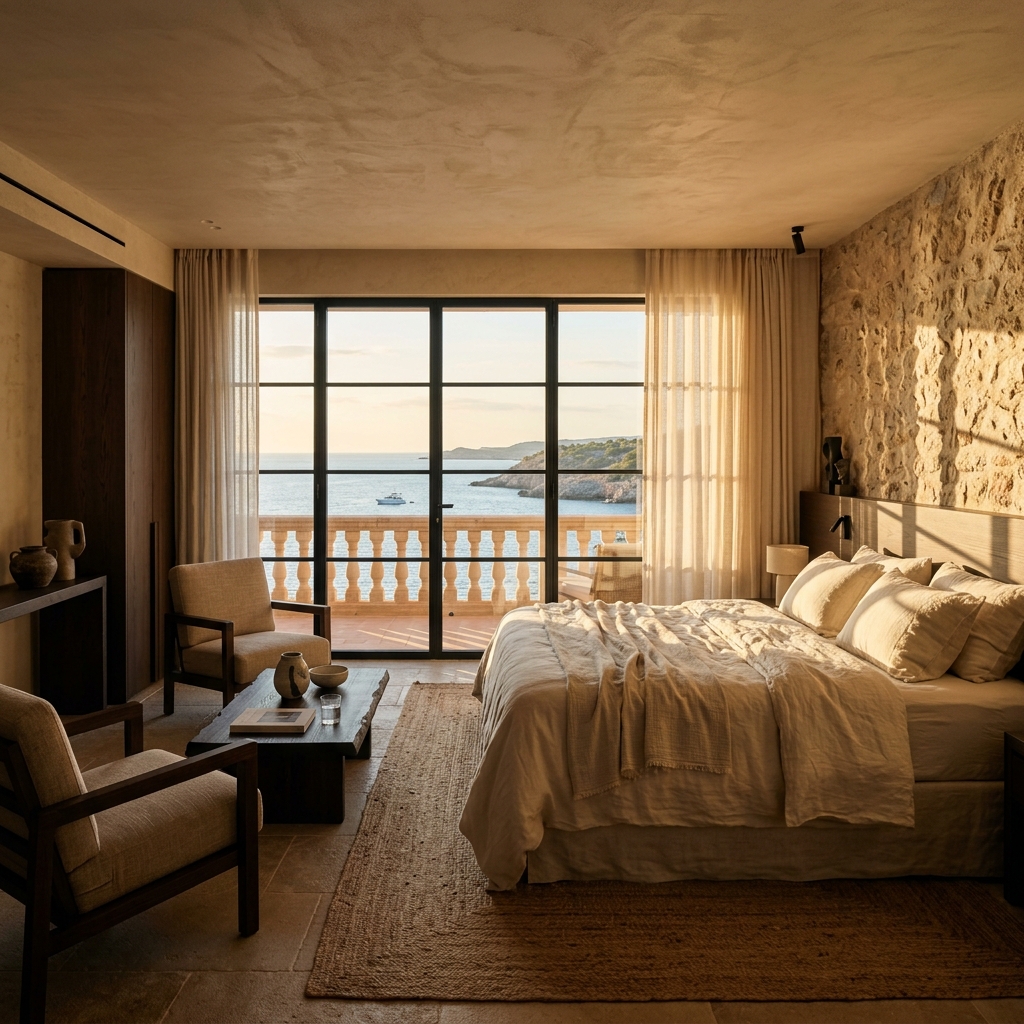 Habitación principal con vistas frontales al mar Mediterráneo
